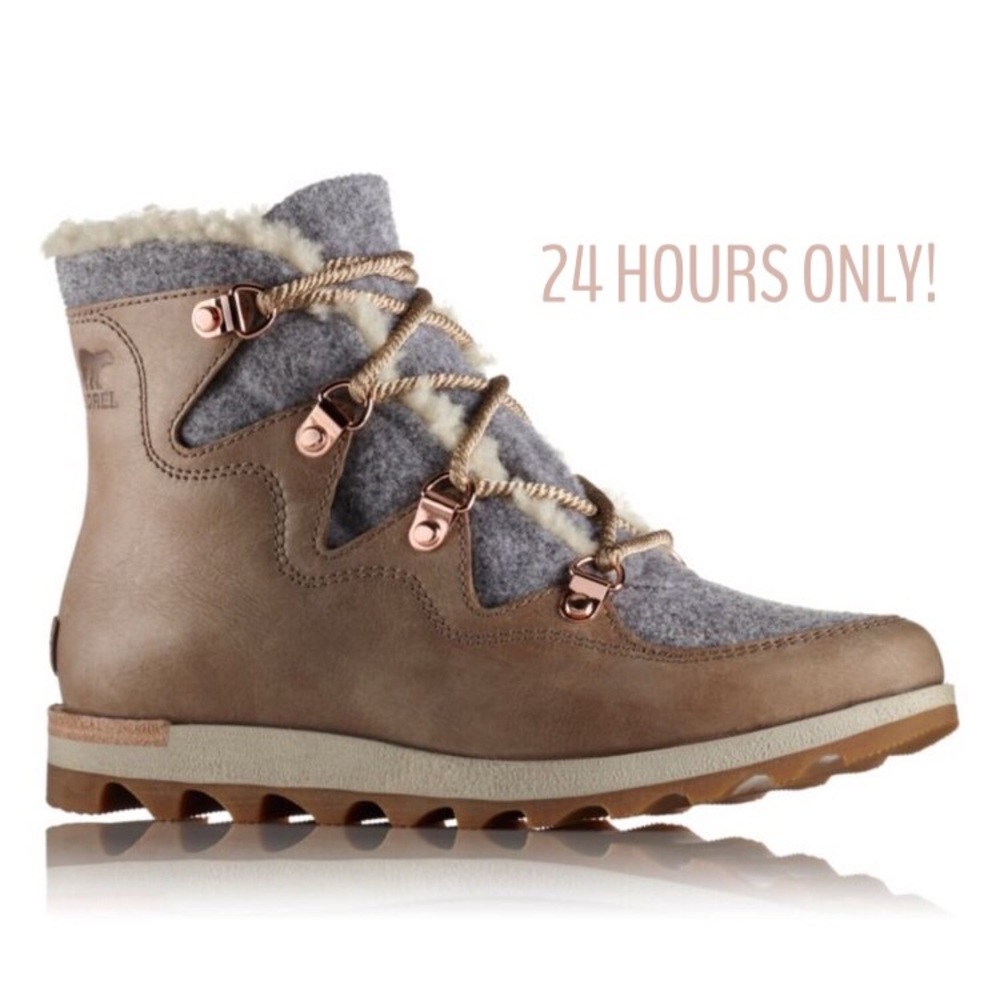 Sorel Taupe and Gray Winter Lace-Up Boots